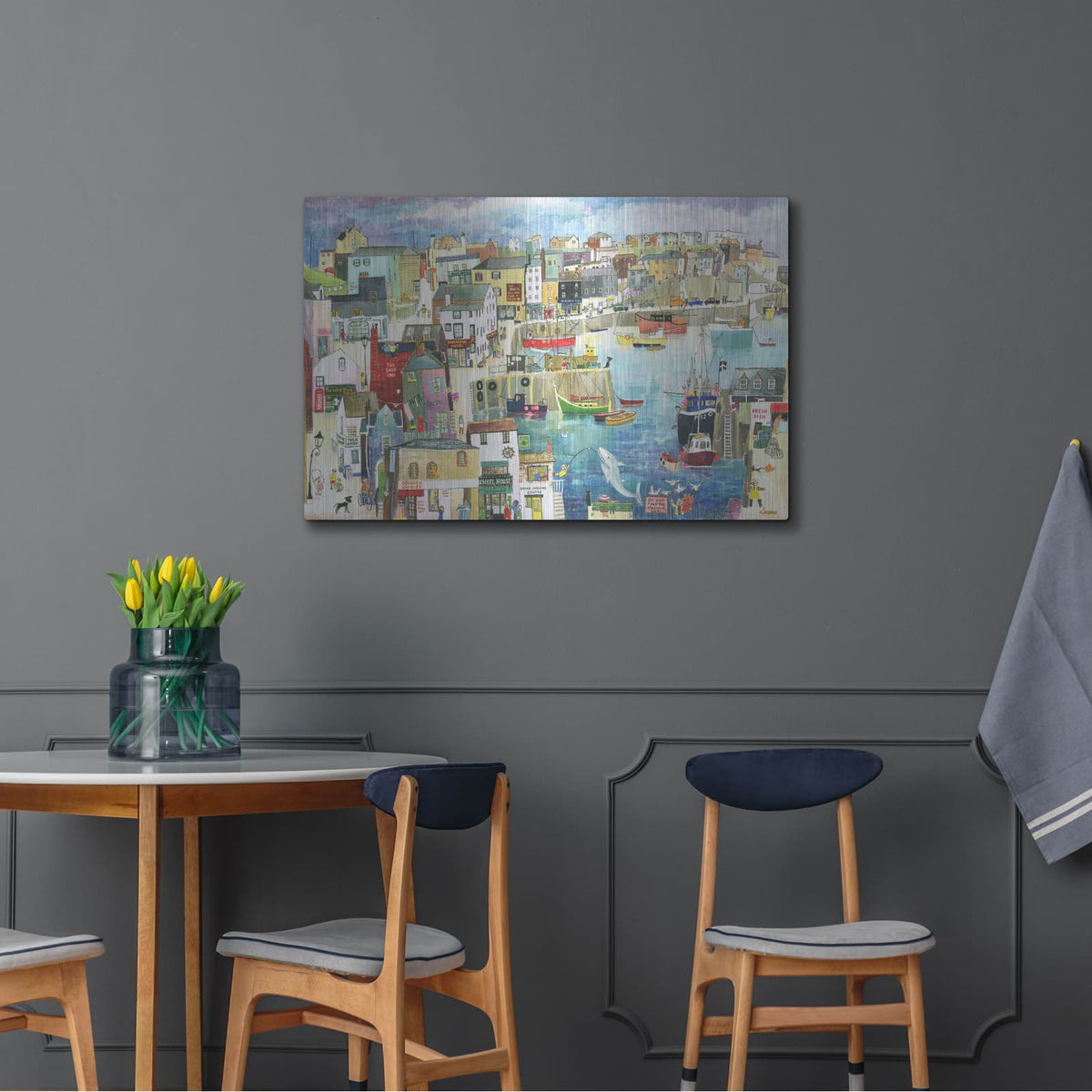 'Fishing Boats At Mevagissey' by Serena – Metal Wall Art, 36x24 room view