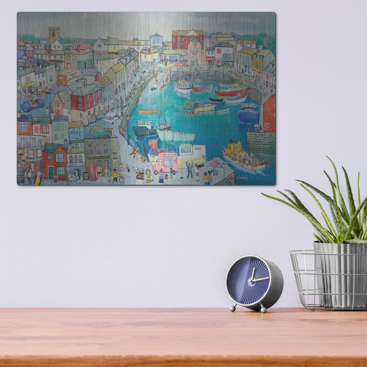 'Having An Ice Cream In Padstow' by Serena – Metal Wall Art, 16x12 room view