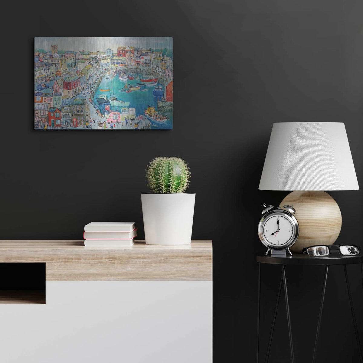 'Having An Ice Cream In Padstow' by Serena – Metal Wall Art, 24x16 room view