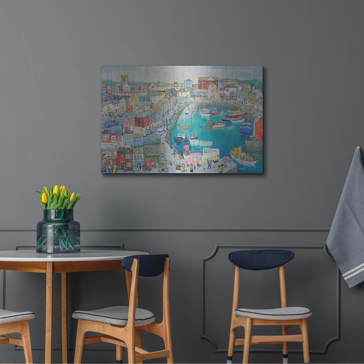 'Having An Ice Cream In Padstow' by Serena – Metal Wall Art, 36x24 room view
