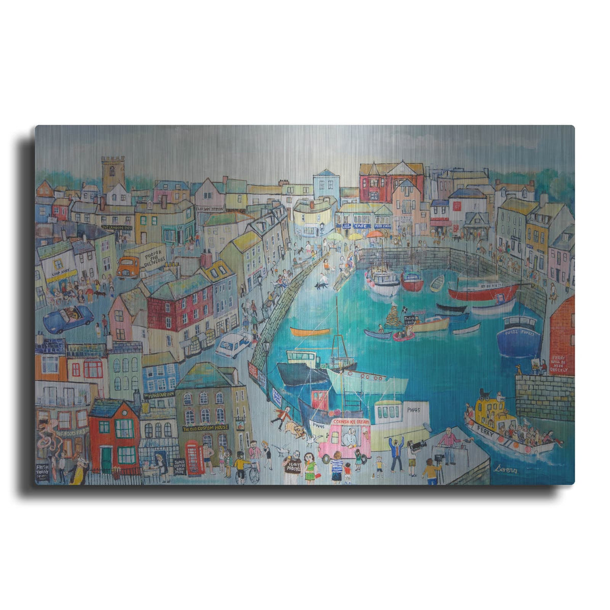 'Having An Ice Cream In Padstow' by Serena – Metal Wall Art