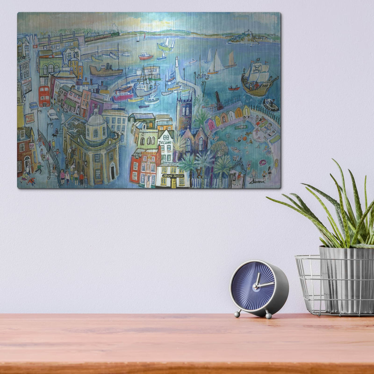 'Playing In The Pool At Penzance' by Serena – Metal Wall Art, 16x12 room view