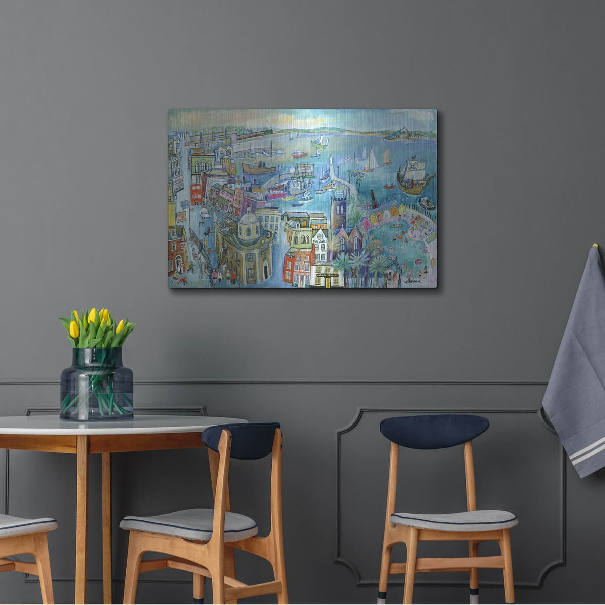 'Playing In The Pool At Penzance' by Serena – Metal Wall Art, 36x24 room view