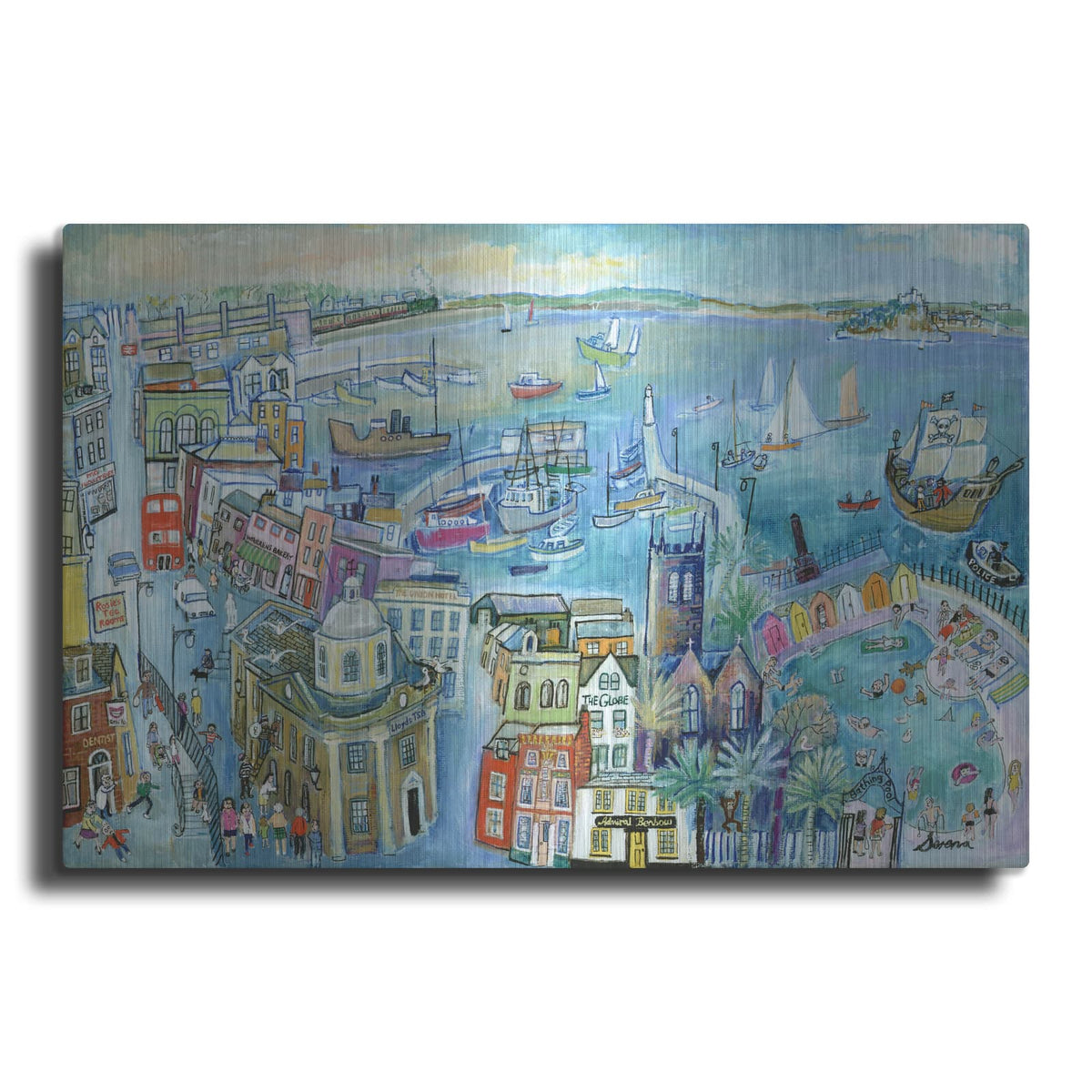 'Playing In The Pool At Penzance' by Serena – Metal Wall Art