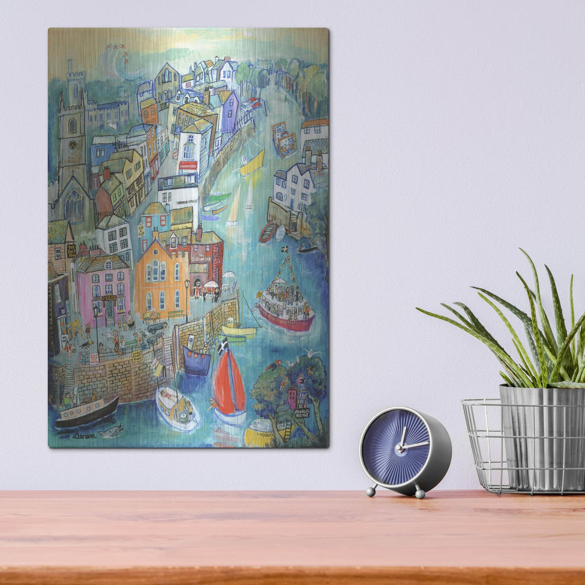 'Red Arrows Over Fowey' by Serena – Metal Wall Art, 12x16 room view