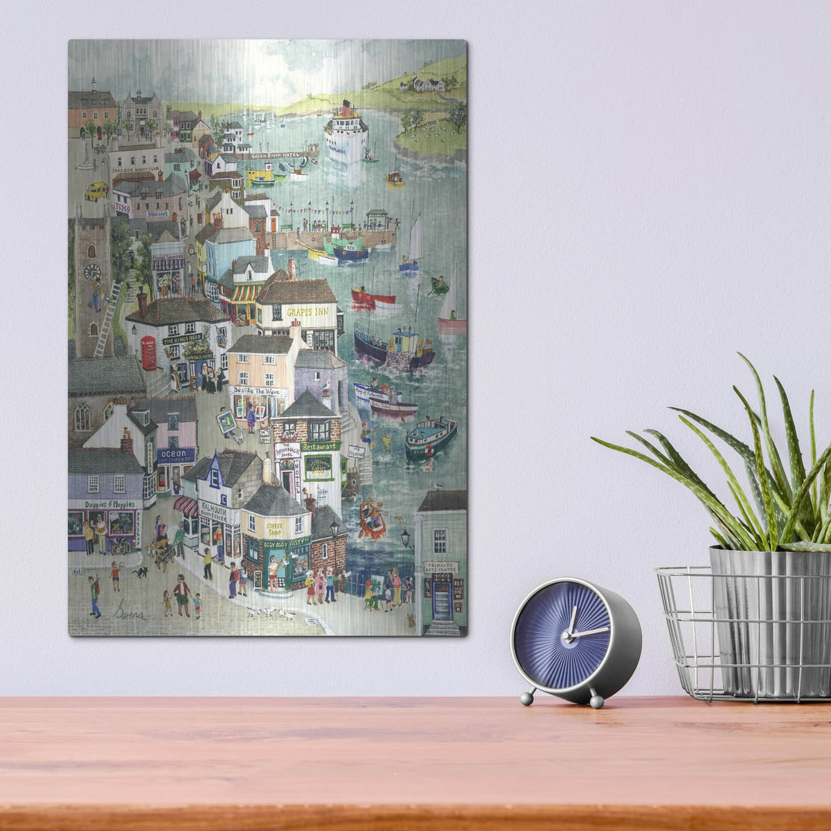 'Street Through Falmouth' by Serena – Metal Wall Art, 12x16 room view