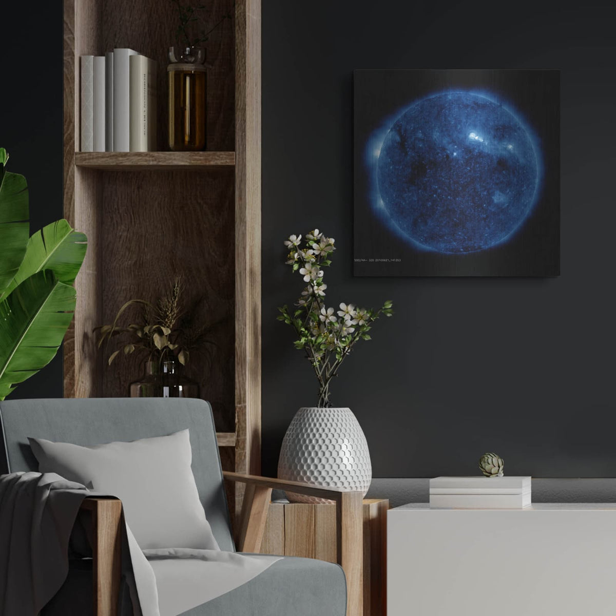 'Full Disk View Of The Sun June 21, 2010' by NASA Space Photos – Metal Wall Art, 24x24 room view