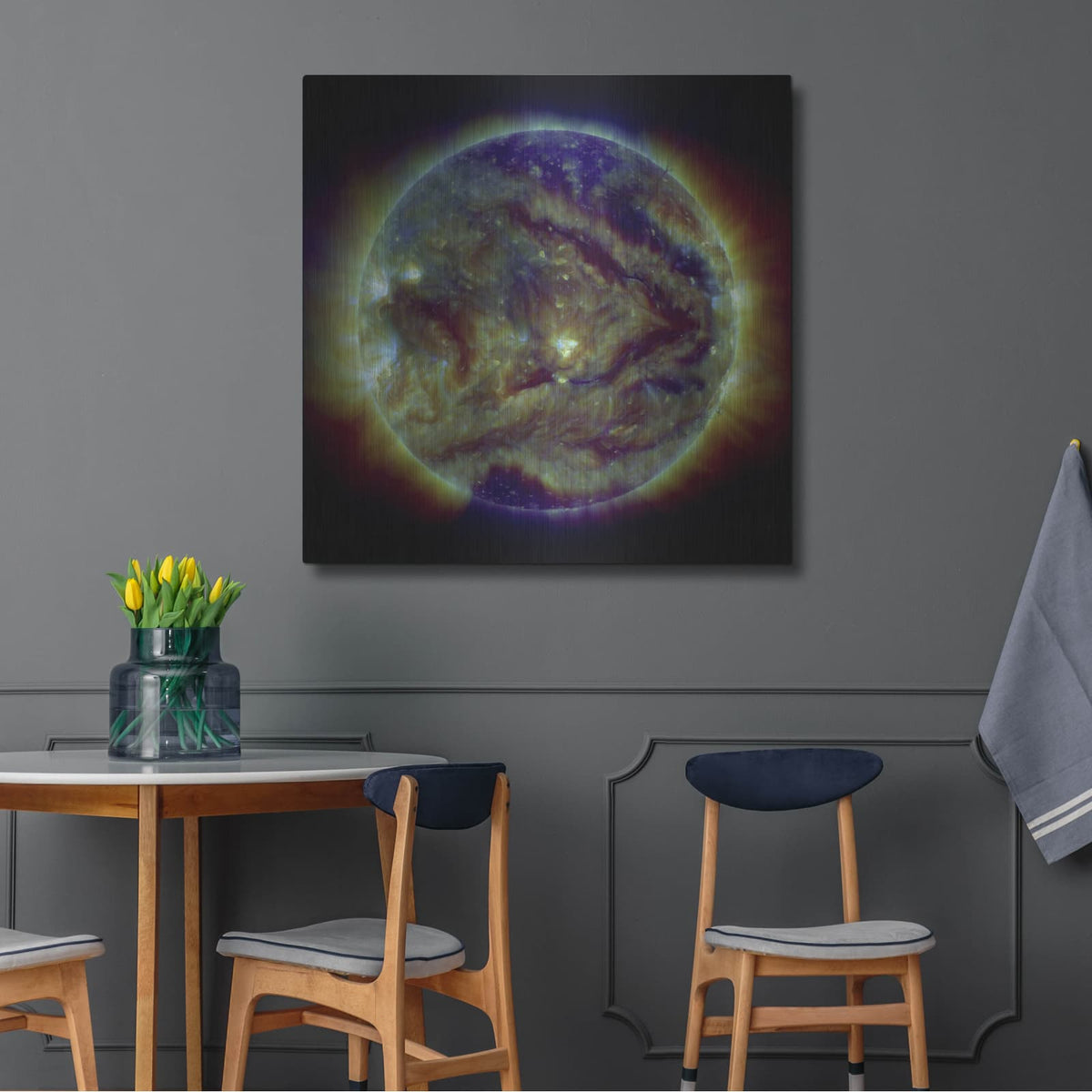 'Giant Filaments On The Face Of The Sun' by NASA Space Photos – Metal Wall Art, 36x36 room view