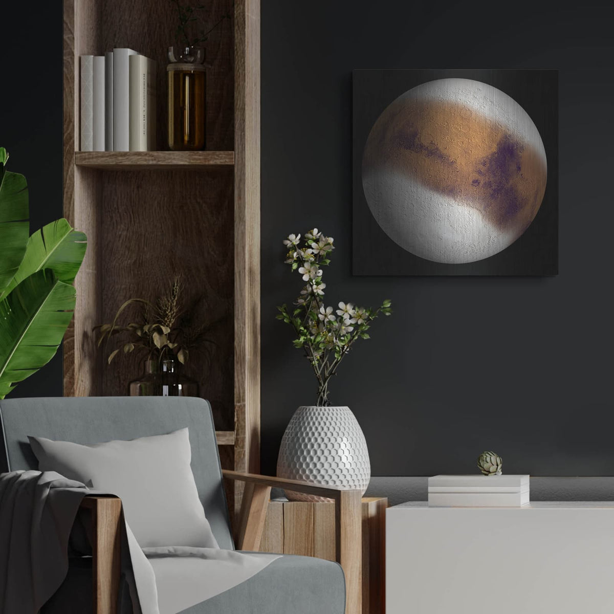 'Mars Ice Age, Simulated' by NASA Space Photos – Metal Wall Art, 24x24 room view