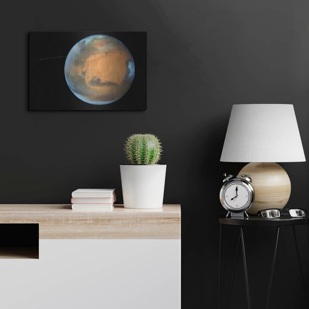 'Phobos Moon - Orbiting Marz' by NASA Space Photos – Metal Wall Art, 24x16 room view