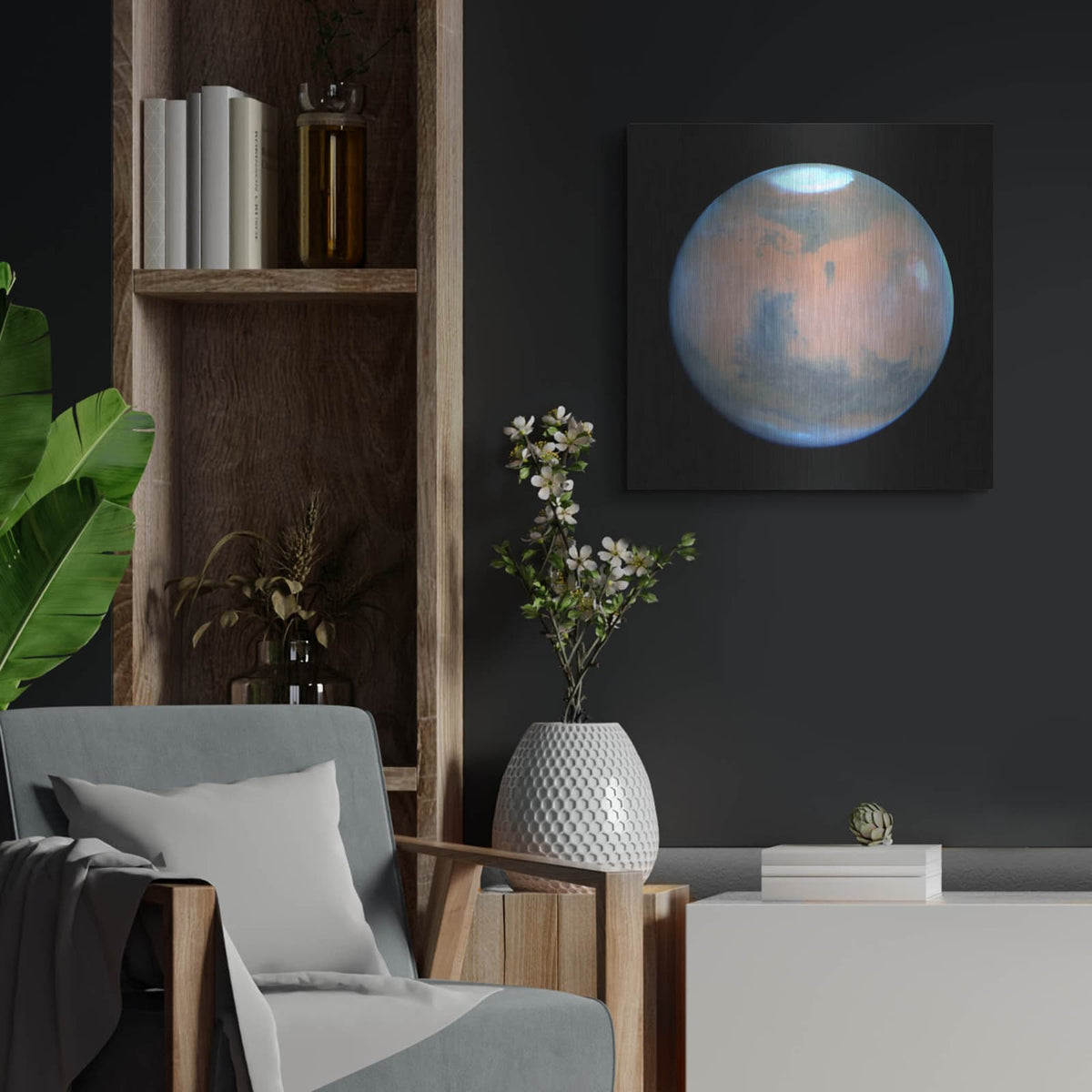 'Springtime On Mars Hubble Best View Of The Red Planet' by NASA Space Photos – Metal Wall Art, 24x24 room view