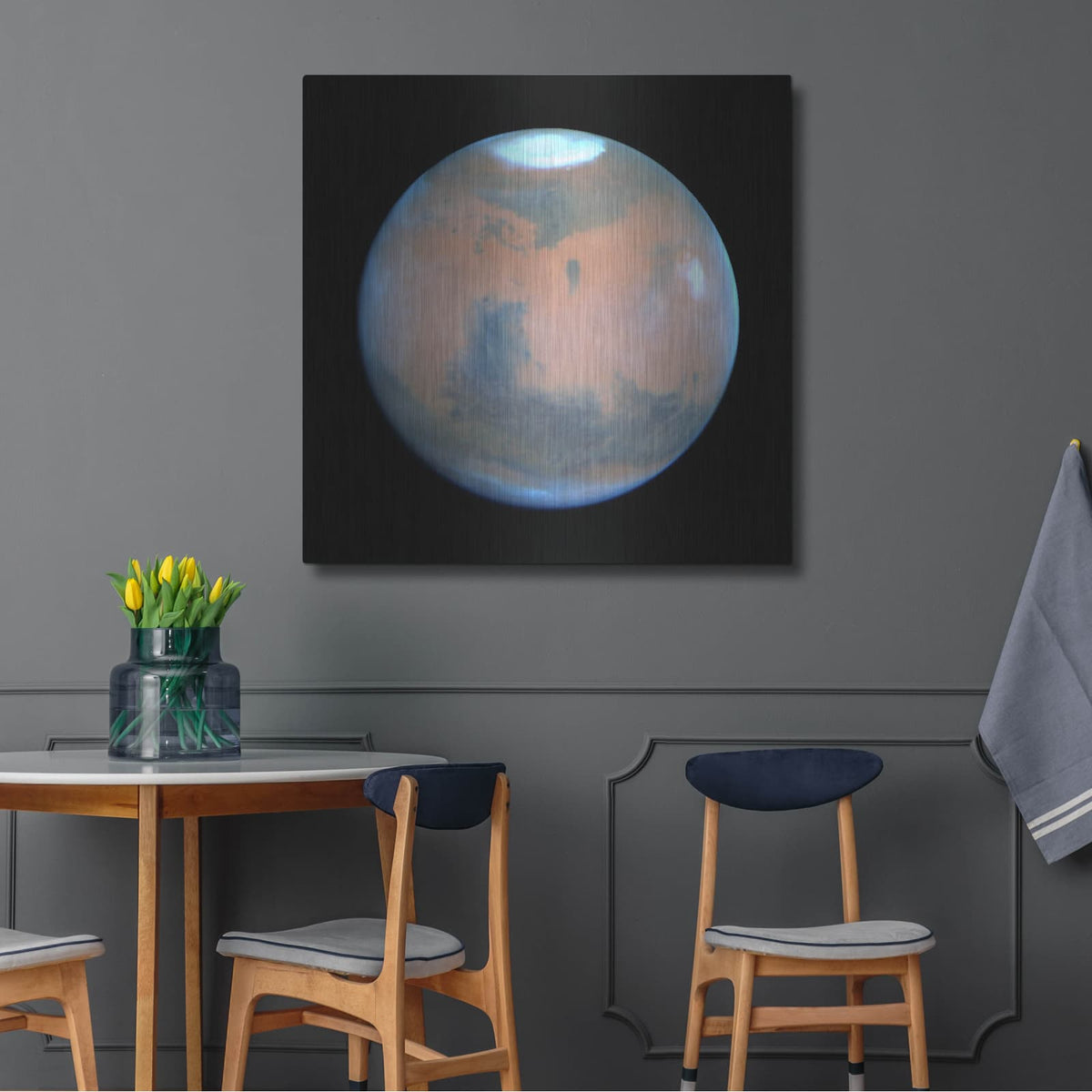 'Springtime On Mars Hubble Best View Of The Red Planet' by NASA Space Photos – Metal Wall Art, 36x36 room view
