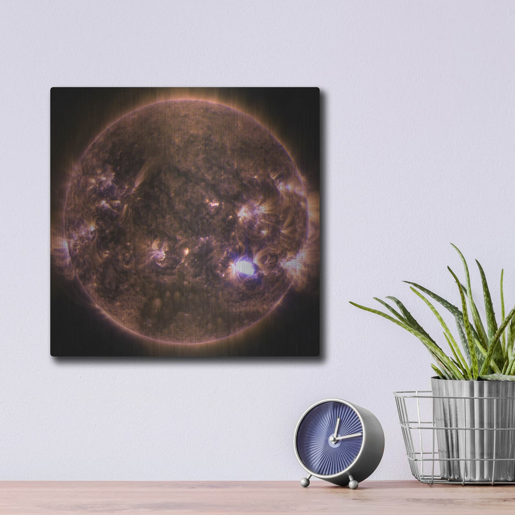 'Sun Emits A Mid-level Flare On Dec. 4, 2014' by NASA Space Photos – Metal Wall Art, 12x12 room view