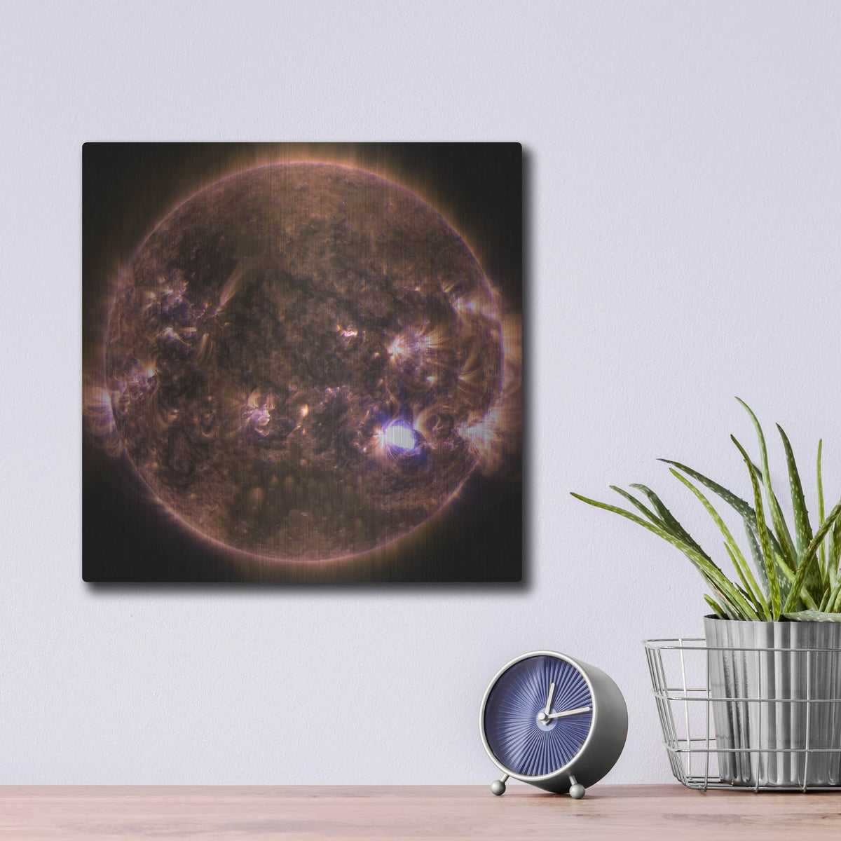 'Sun Emits A Mid-level Flare On Dec. 4, 2014' by NASA Space Photos – Metal Wall Art, 12x12 room view