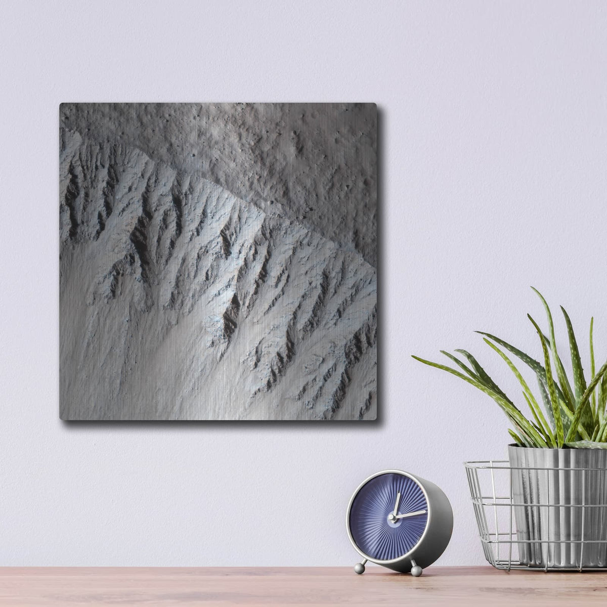 'A Fresh, Lunar-like Crater On Mars' by NASA Space Photos – Metal Wall Art, 12x12 room view