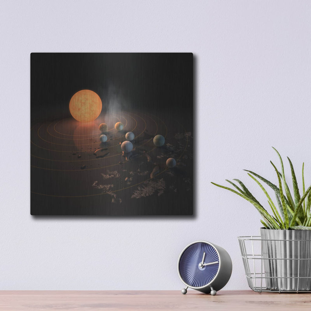 'Abstract Concept Of Trappist-1 System' by NASA Space Photos – Metal Wall Art, 12x12 room view