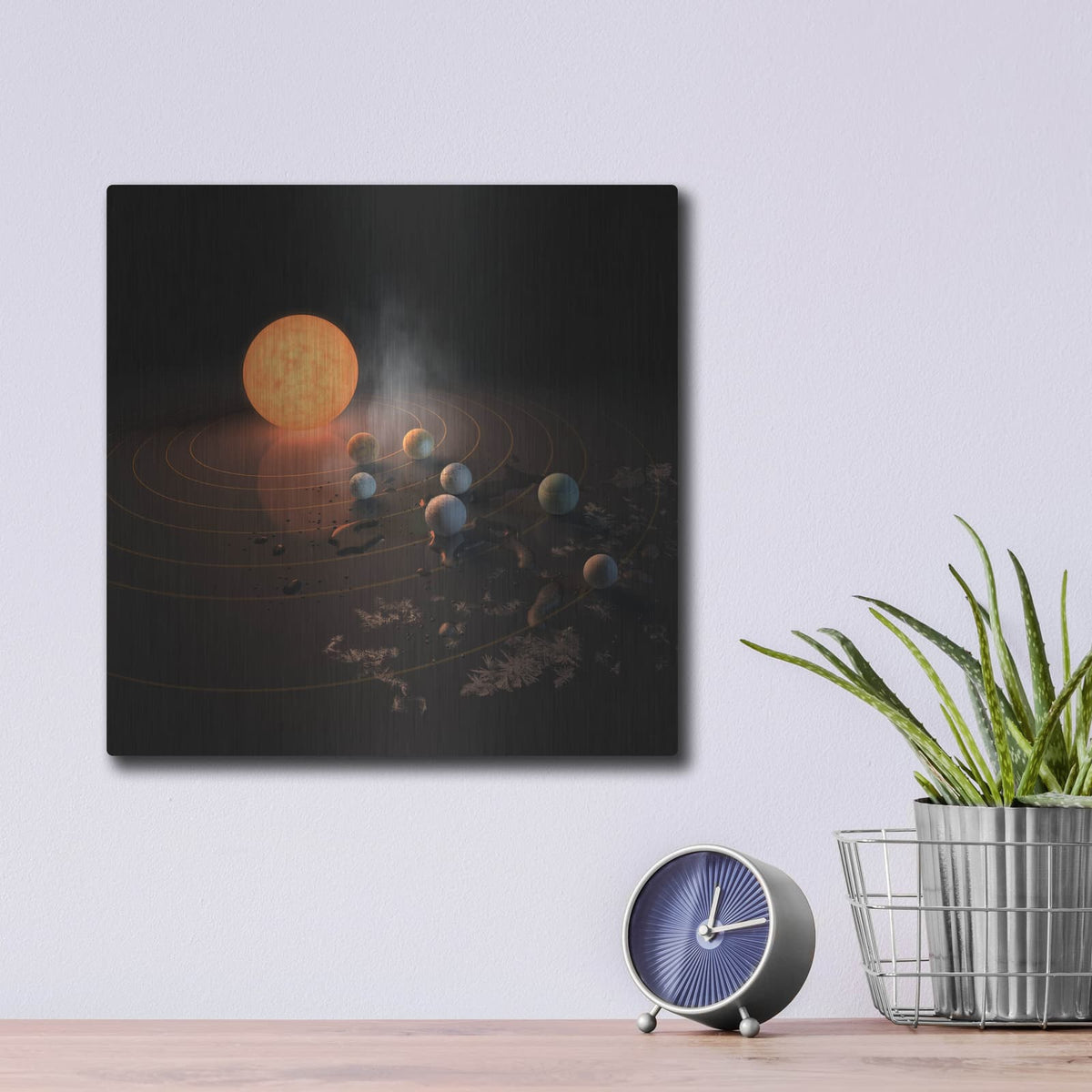 'Abstract Concept Of Trappist-1 System' by NASA Space Photos – Metal Wall Art, 12x12 room view