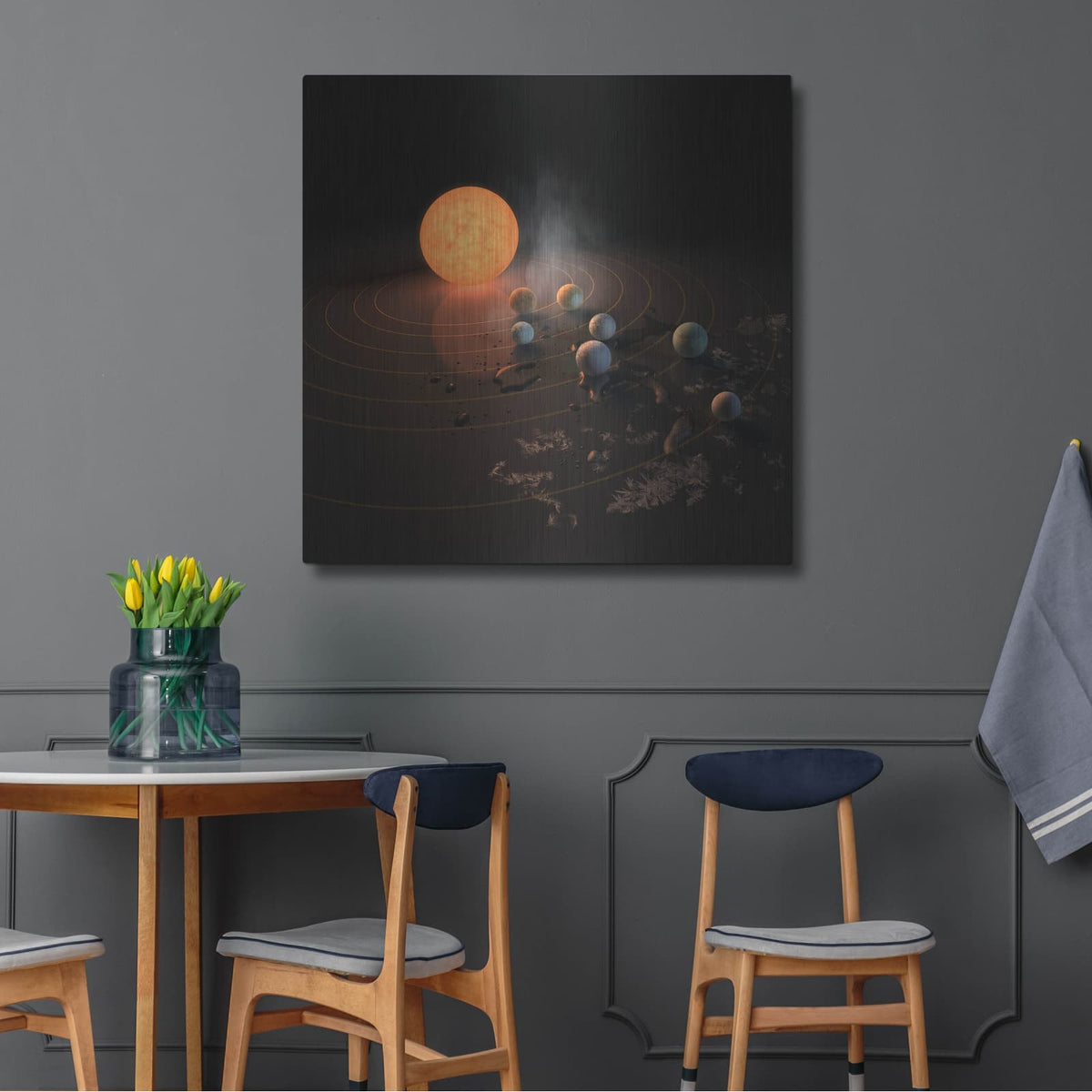 'Abstract Concept Of Trappist-1 System' by NASA Space Photos – Metal Wall Art, 36x36 room view