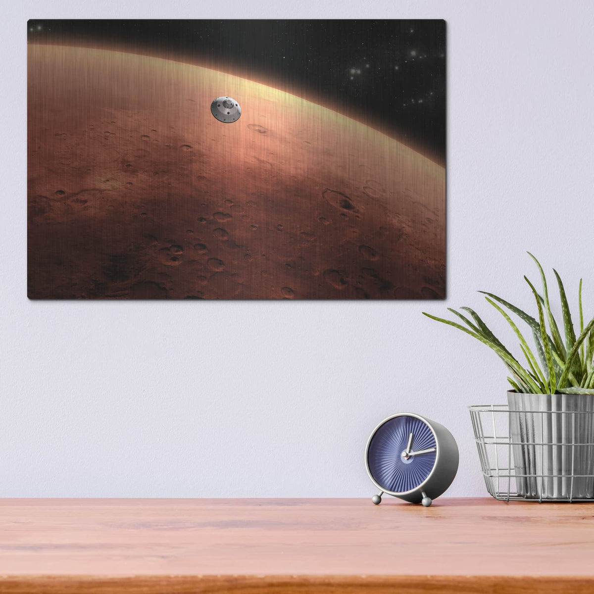 'Curiosity Approaching Mars, Artist Concept' by NASA Space Photos – Metal Wall Art, 16x12 room view