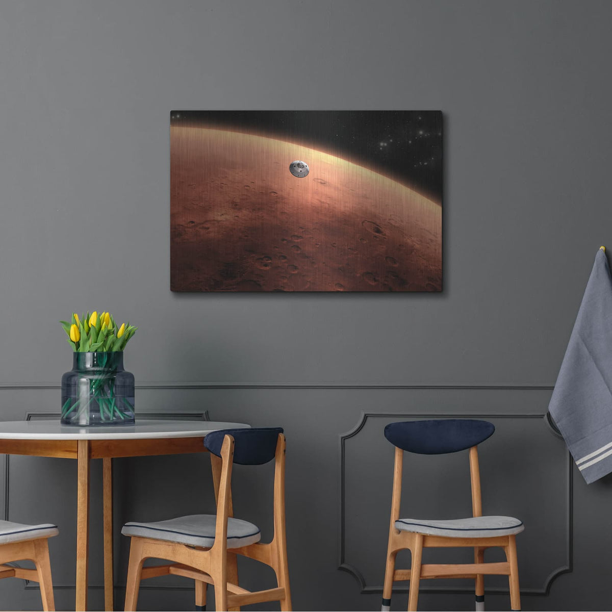 'Curiosity Approaching Mars, Artist Concept' by NASA Space Photos – Metal Wall Art, 36x24 room view