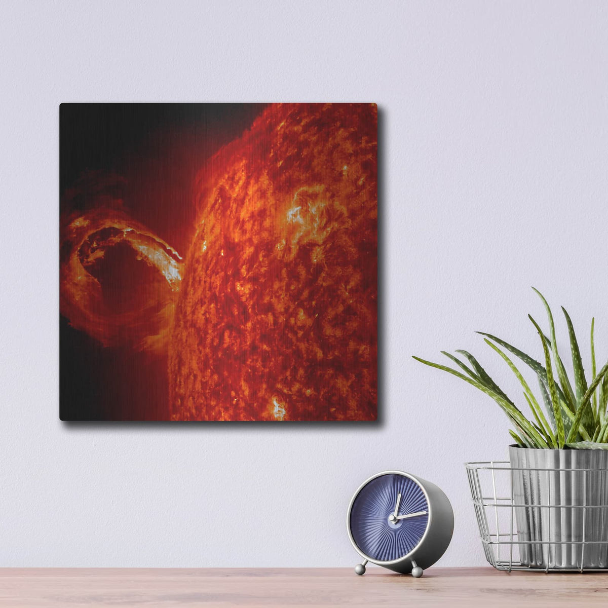 'Gigantic Rolling Wave Captured On The Sun' by NASA Space Photos – Metal Wall Art, 12x12 room view