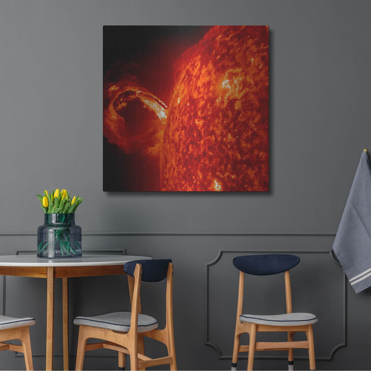 'Gigantic Rolling Wave Captured On The Sun' by NASA Space Photos – Metal Wall Art, 36x36 room view