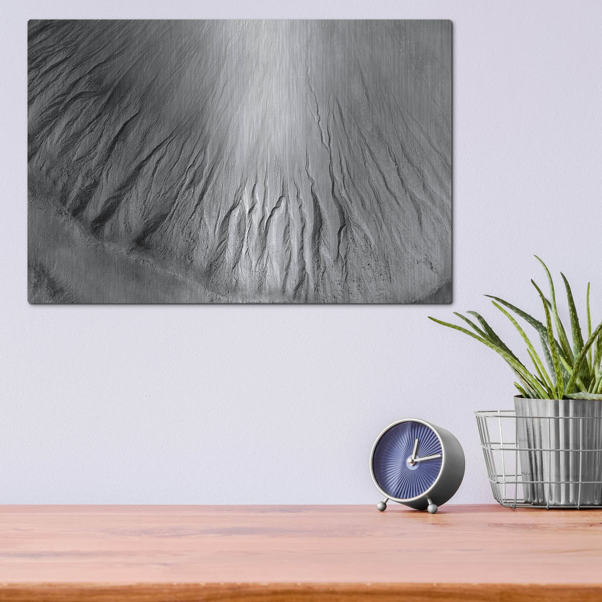 'Gullies In The Depths Of Hellas-found In Marz' by NASA Space Photos – Metal Wall Art, 16x12 room view