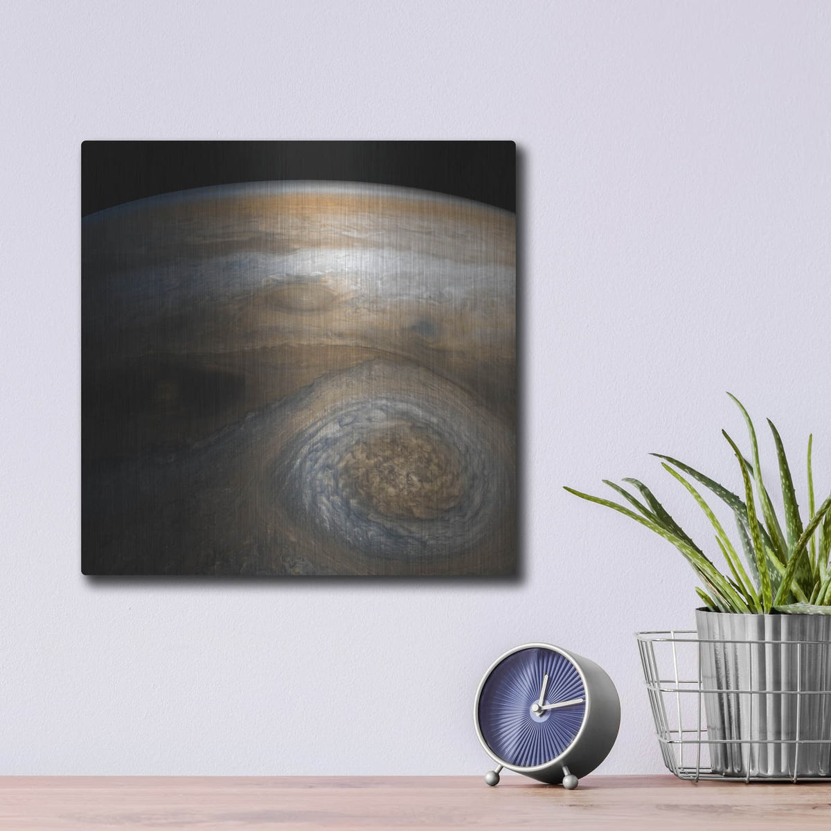'Jupiter Storm Of The High North' by NASA Space Photos – Metal Wall Art, 12x12 room view
