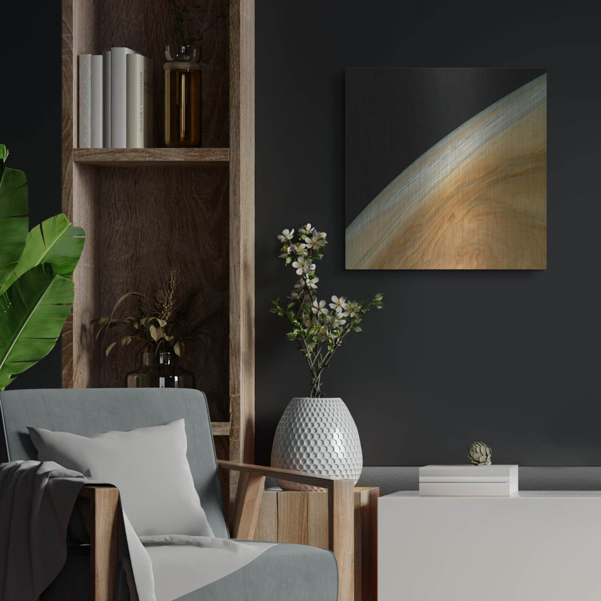 'Jupiter's North Equatorial Belt' by NASA Space Photos – Metal Wall Art, 24x24 room view