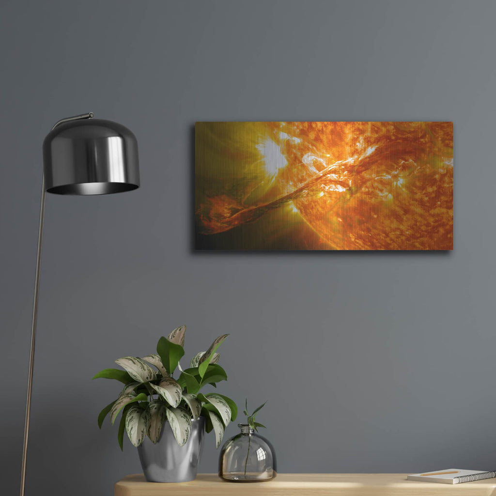 'Magnificent Cme Erupts On The Sun' by NASA Space Photos – Metal Wall Art, 24x12 room view