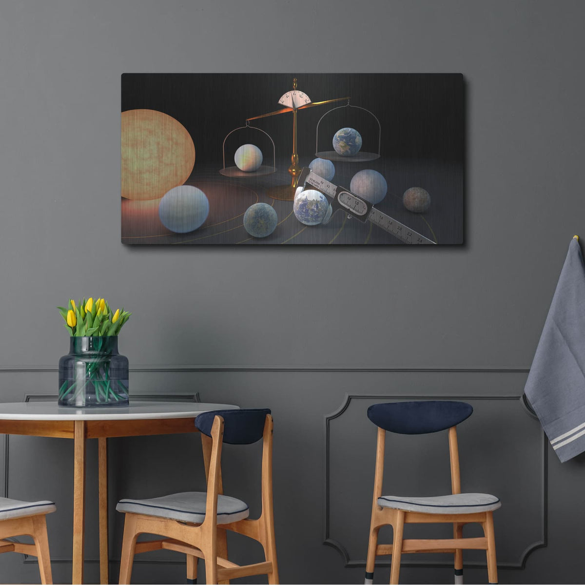 'Measuring The Masses And Diameters Of The Trappist-1 Planets' by NASA Space Photos – Metal Wall Art, 48x24 room view