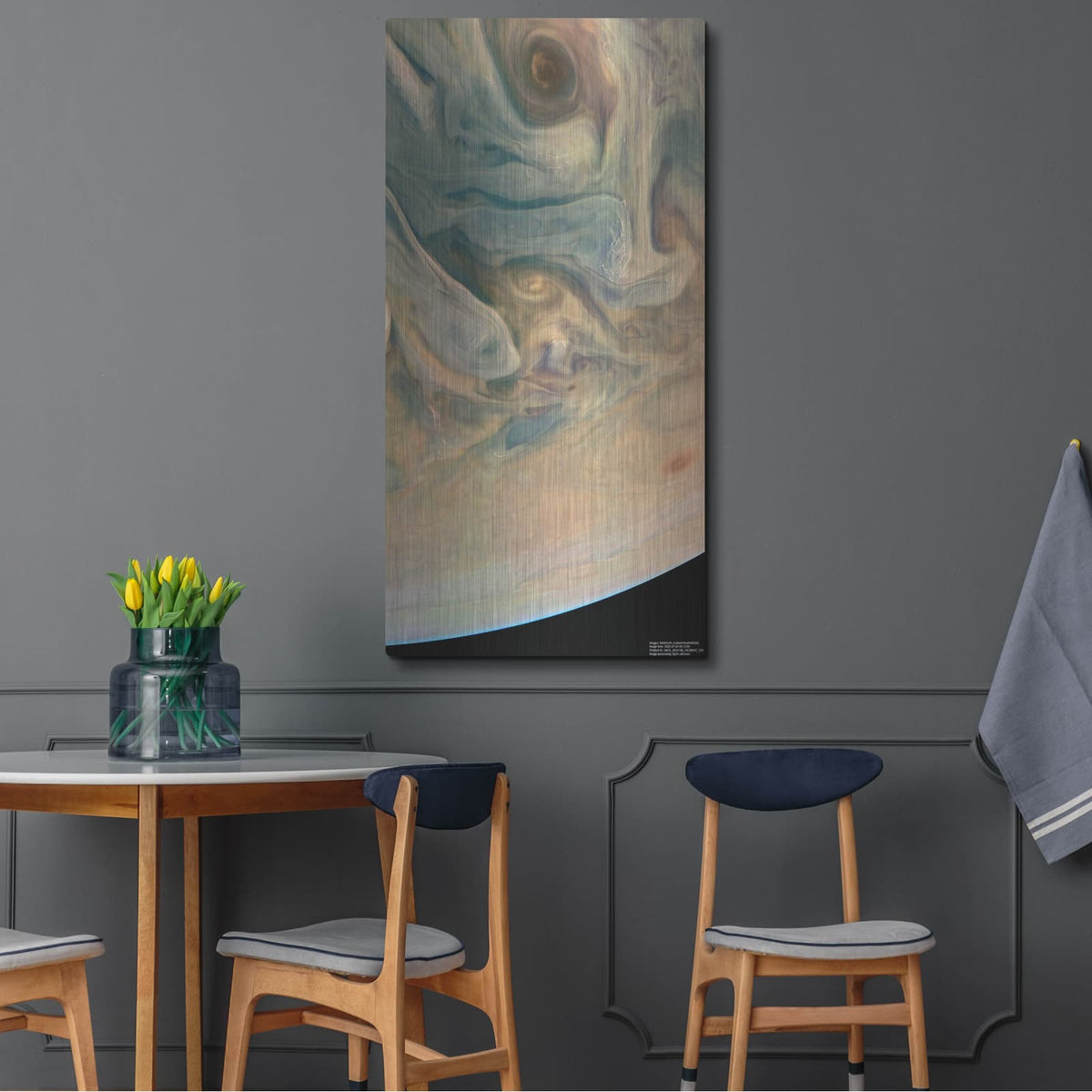 'Nasa's Juno Mission Reveals Jupiter's Complex Colors' by NASA Space Photos – Metal Wall Art, 24x48 room view
