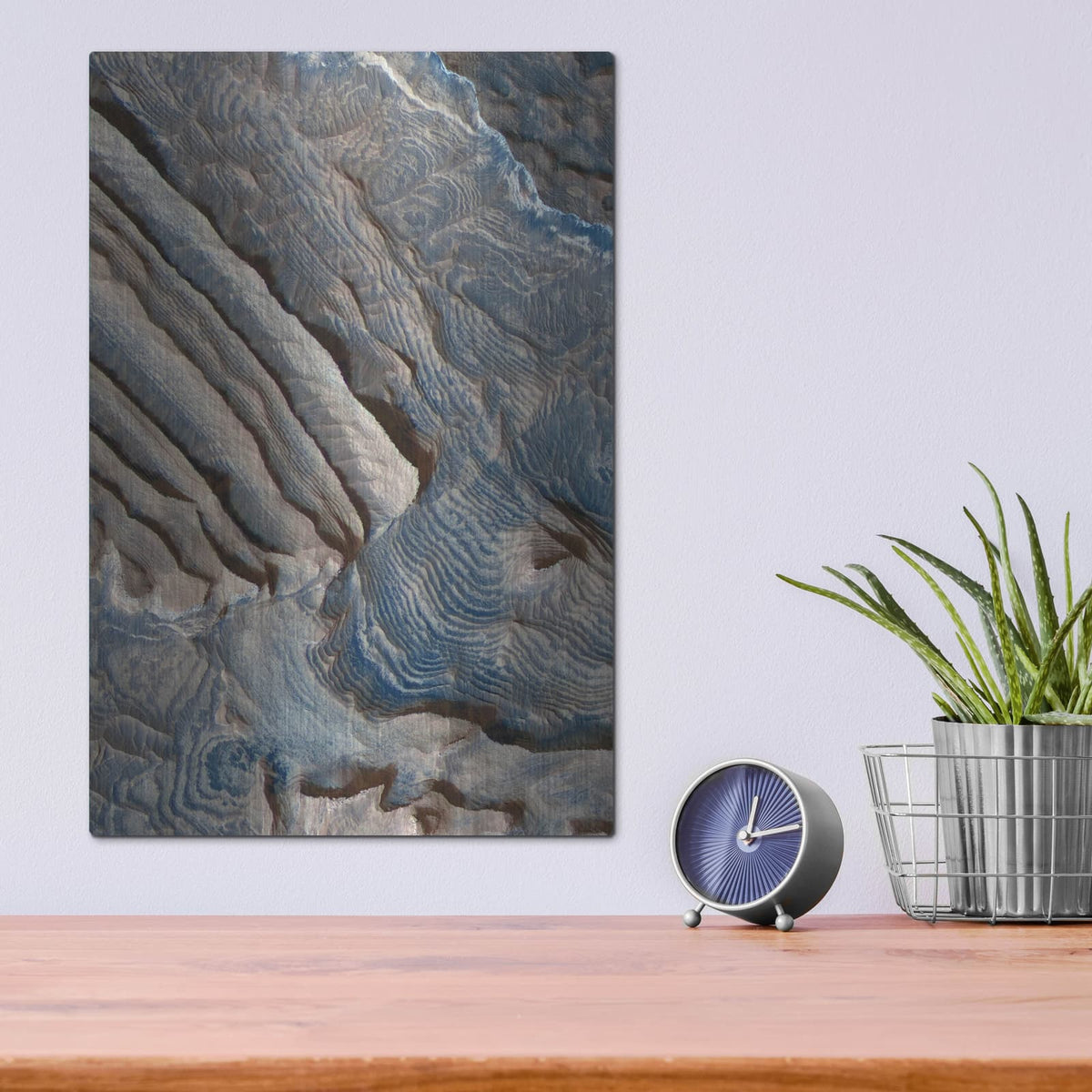 'Periodic Layering In Becquerel Crater, Mars' by NASA Space Photos – Metal Wall Art, 12x16 room view