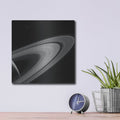 'Saturn-lit Tethys' by NASA Space Photos – Metal Wall Art, 12x12 room view