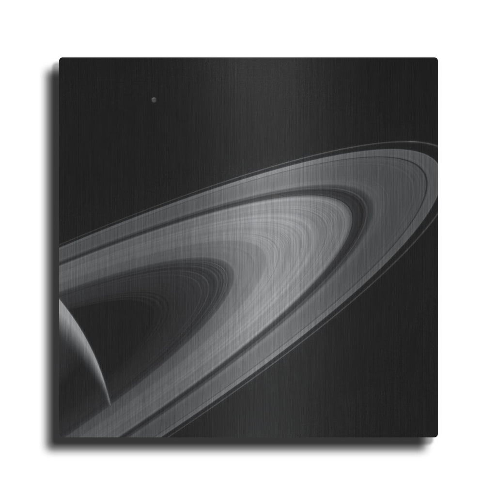 'Saturn-lit Tethys' by NASA Space Photos – Metal Wall Art