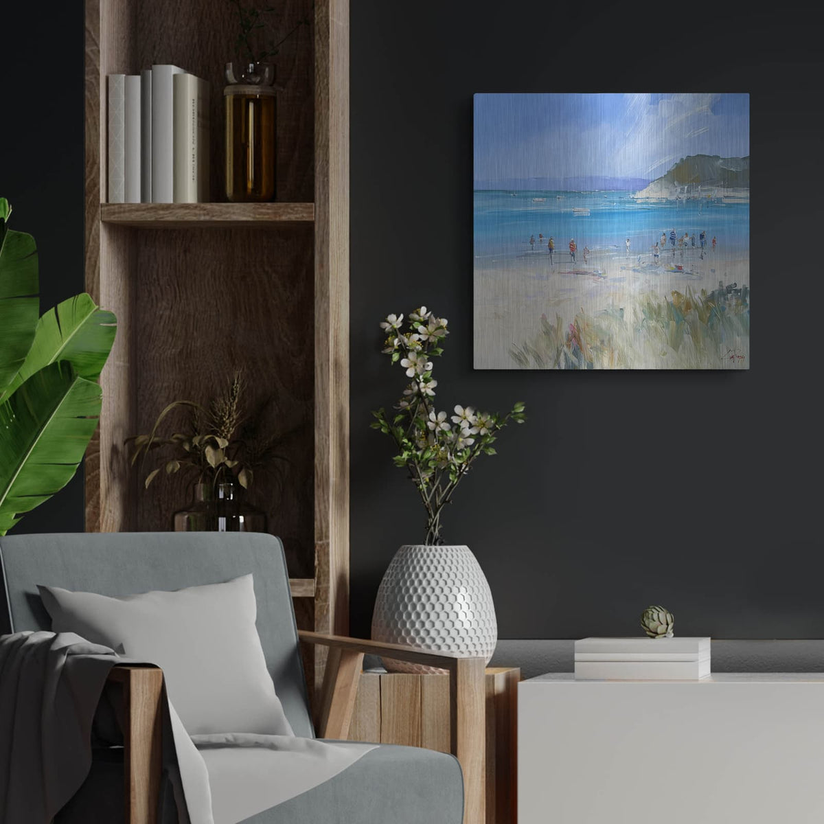 'Sorrento Beach' by Craig Trewin Penny – Metal Wall Art, 24x24 room view