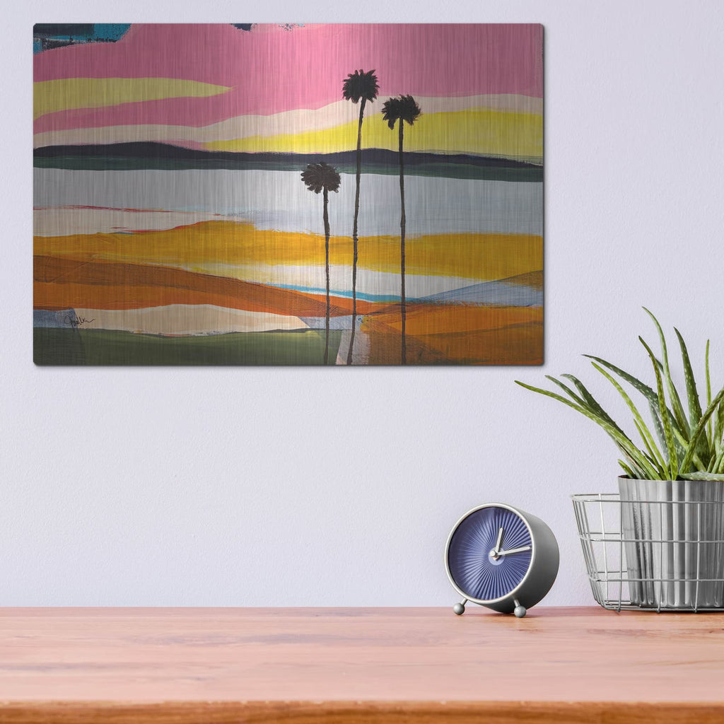 'Where The Palms Sway 1' by Jan Weiss – Metal Wall Art, 16x12 room view