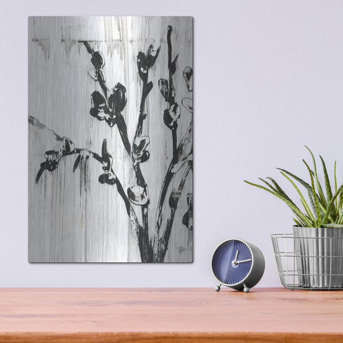 'Woodcut Magnolias 1' by Ethan Harper – Metal Wall Art, 12x16 room view