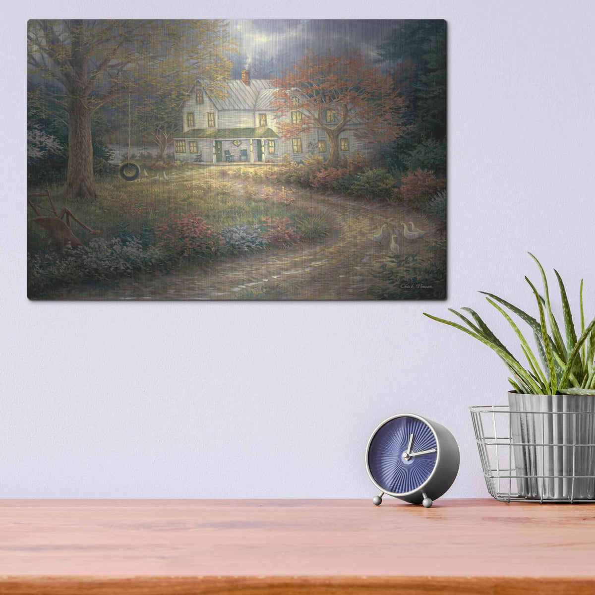 'Mid Country Farmhouse' by Chuck Pinson – Metal Wall Art, 16x12 room view