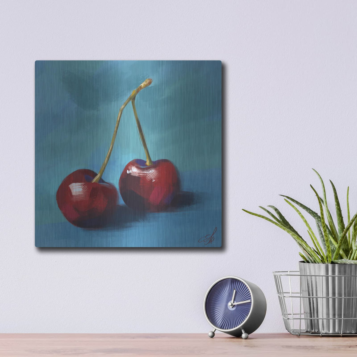 'Cherries' by Avery Multer – Metal Wall Art, 12x12 room view