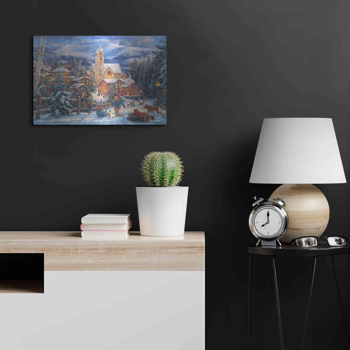 'Sledding to Town' by Chuck Pinson – Metal Wall Art, 24x16 room view