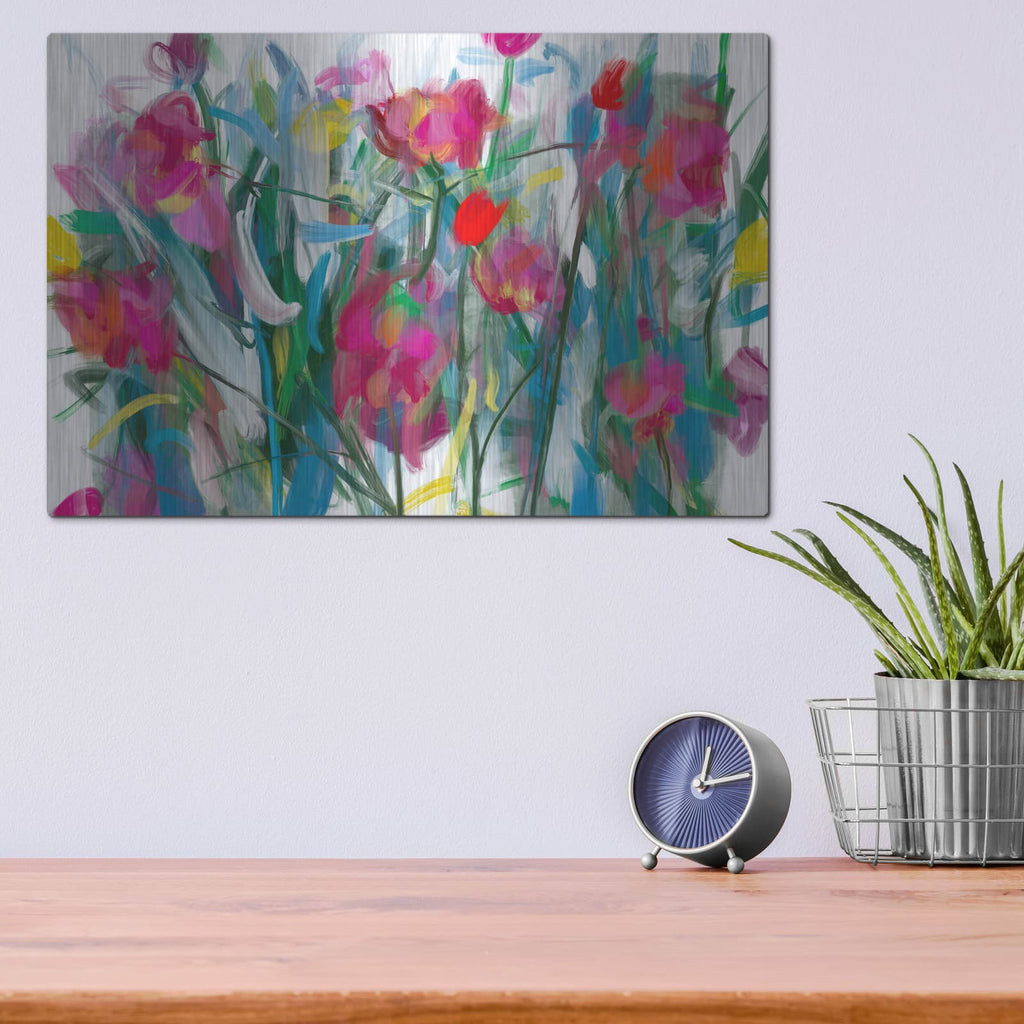 'Blooming Roses' by Cesare Bellassai – Metal Wall Art, 16x12 room view