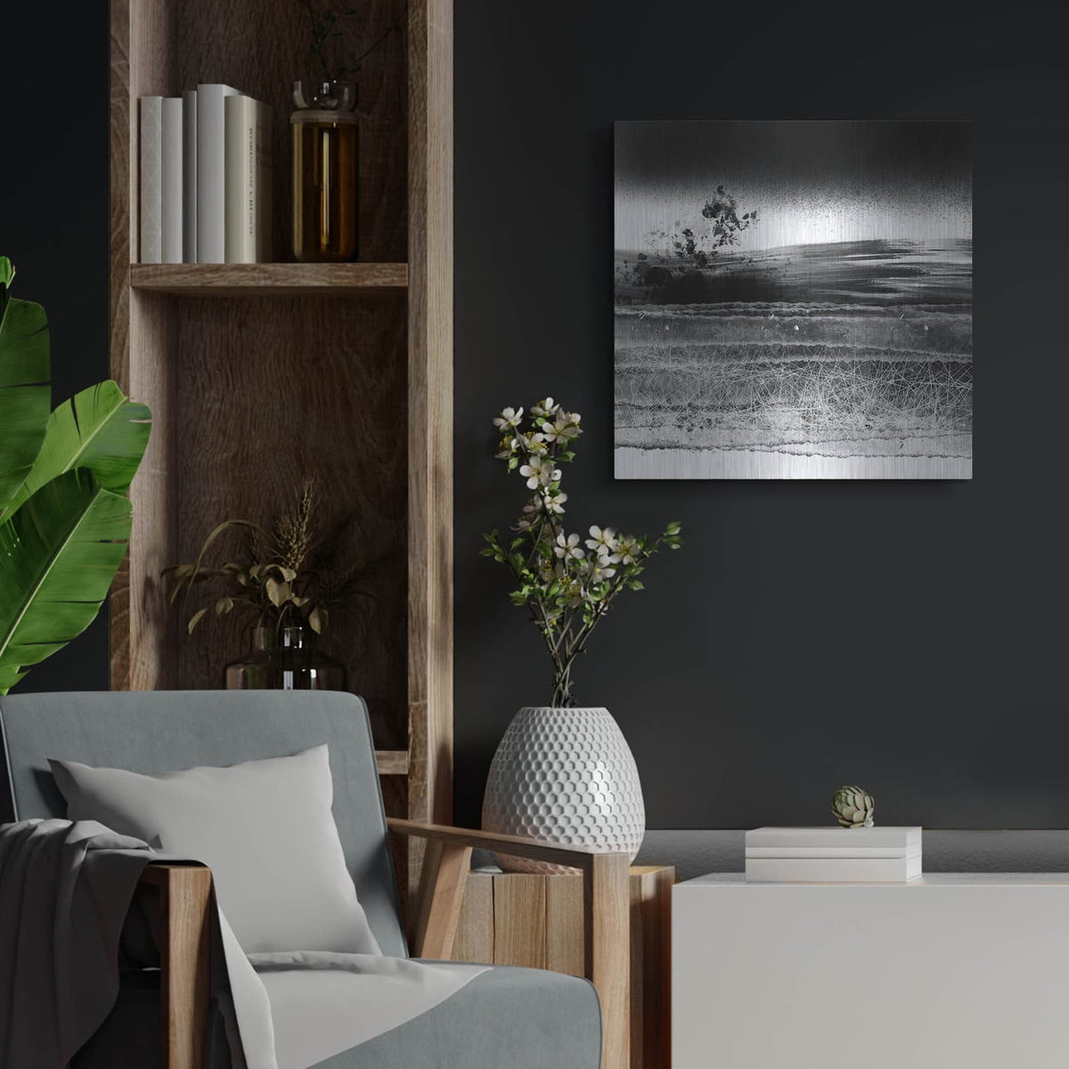 'Dusty Landscape' by Cesare Bellassai – Metal Wall Art, 24x24 room view