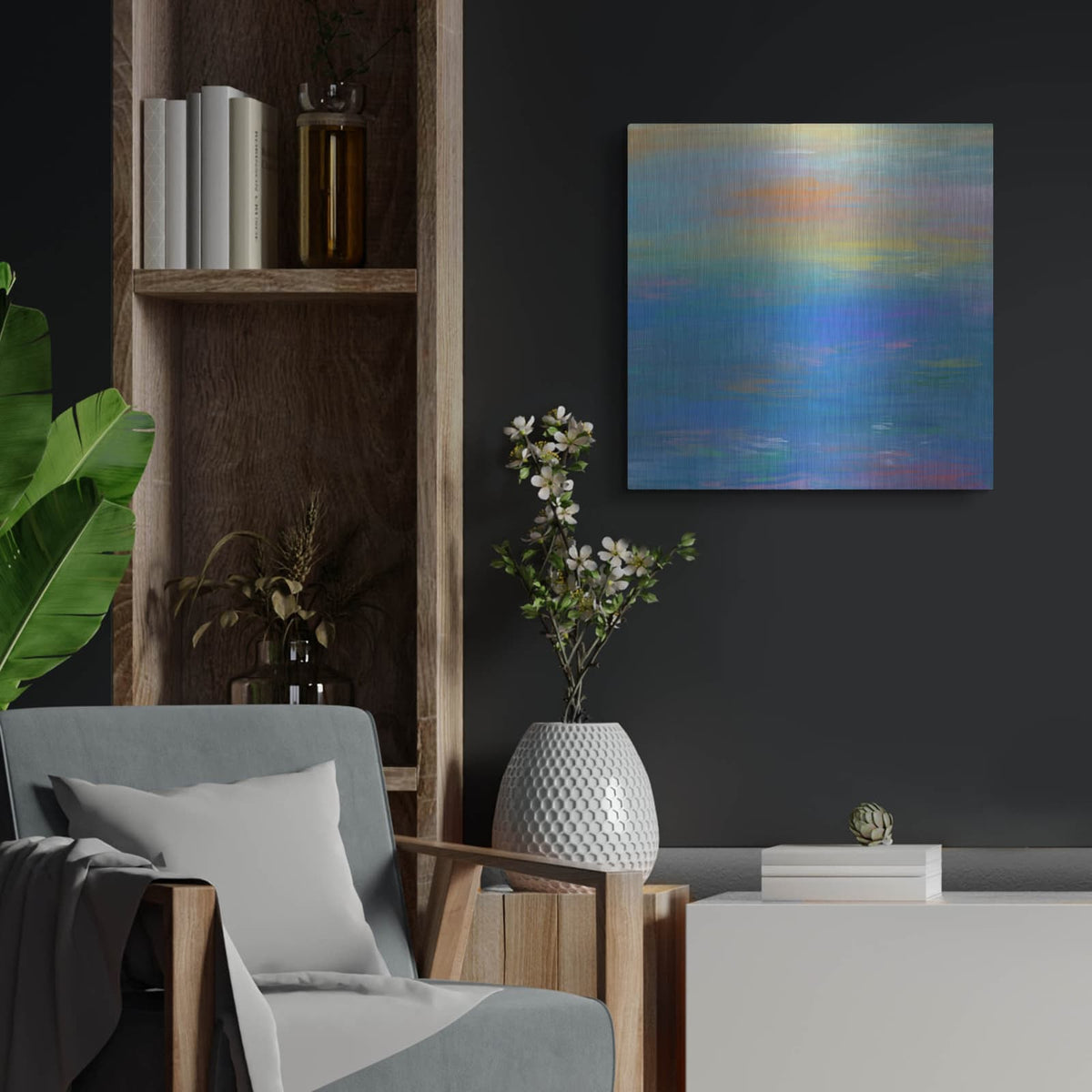 'South Sea' by Cesare Bellassai – Metal Wall Art, 24x24 room view