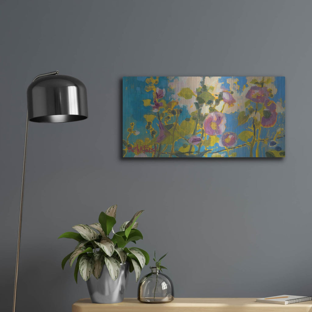 'Hollyhocks' by Beth Forst – Metal Wall Art, 24x12 room view
