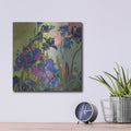 'Purple Irises' by Beth Forst – Metal Wall Art, 12x12 room view