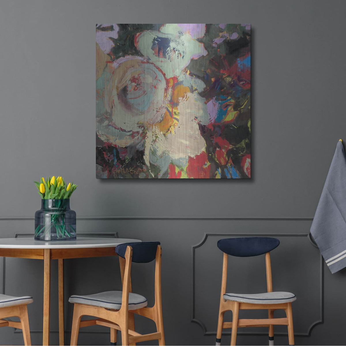 'Rose Bloom' by Beth Forst – Metal Wall Art, 36x36 room view