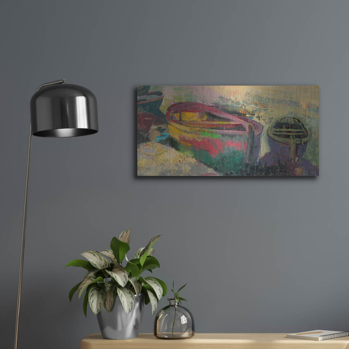 'Rowboats 2' by Beth Forst – Metal Wall Art, 24x12 room view