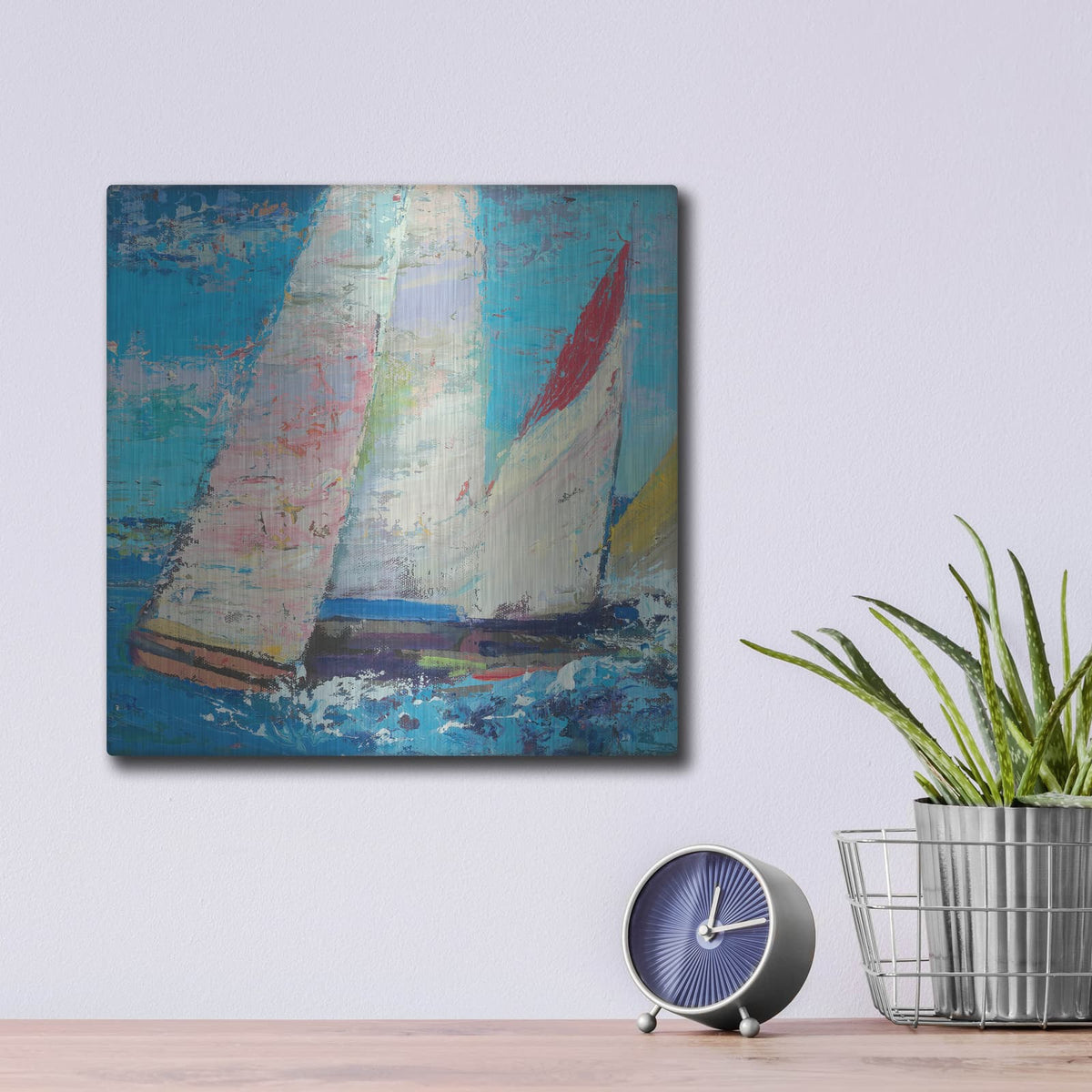 'Sailboats 1' by Beth Forst – Metal Wall Art, 12x12 room view
