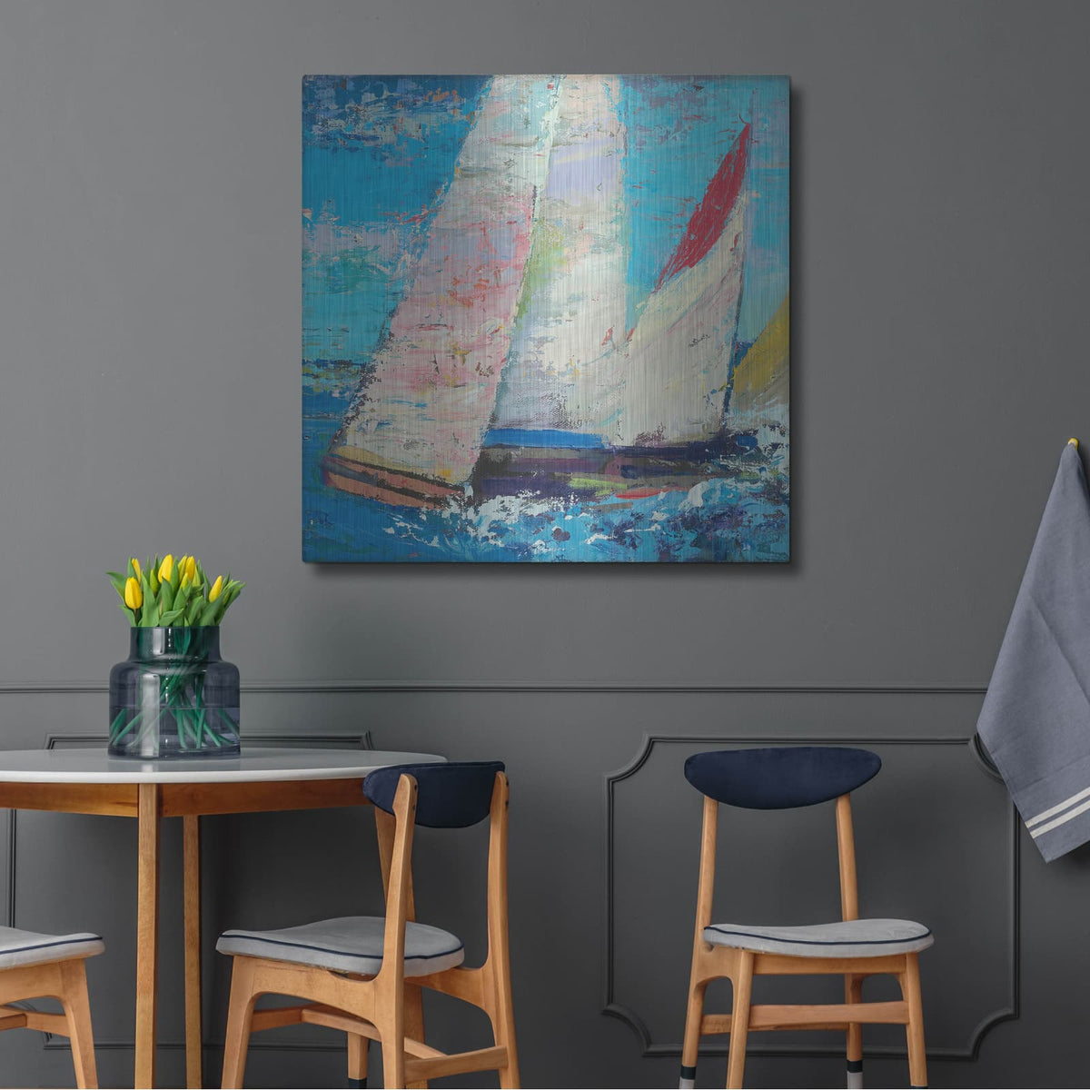 'Sailboats 1' by Beth Forst – Metal Wall Art, 36x36 room view